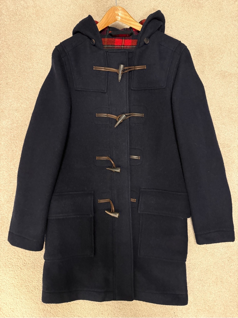 Abercrombie & Fitch Navy Hooded Toggle Peacoat